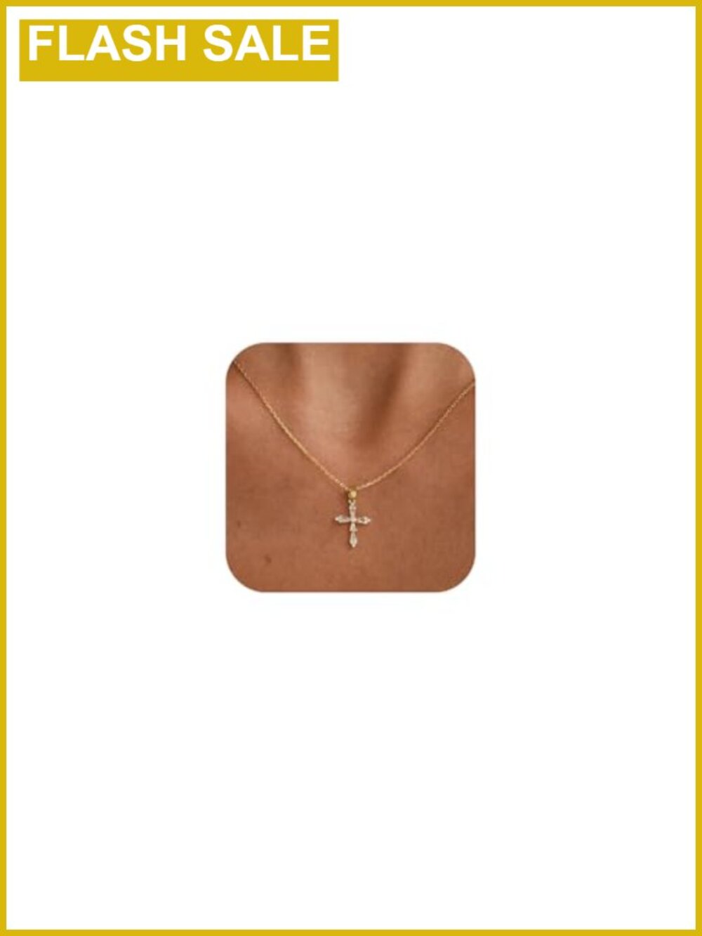 Gold Cross Pendant Necklace 14K Gold Plated Adjustable